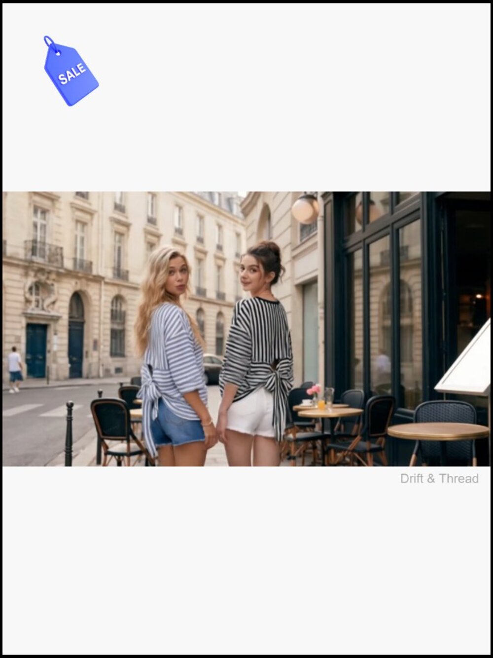 Striped Tie Back Short Sleeve T-Shirt Women Casual Loose Crewneck Summer Top - Picture 7 of 7